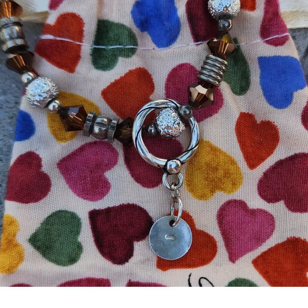 Brighton Crystal Sterling Silver Heart Toggle Bracelet Vintage - Picture 6 of 8